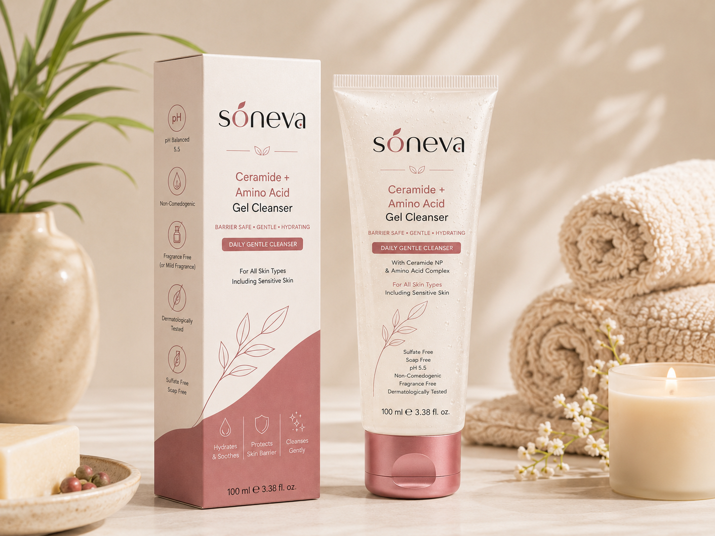 Soneva Ceramide + Amino Acid Gel Cleanser lifestyle