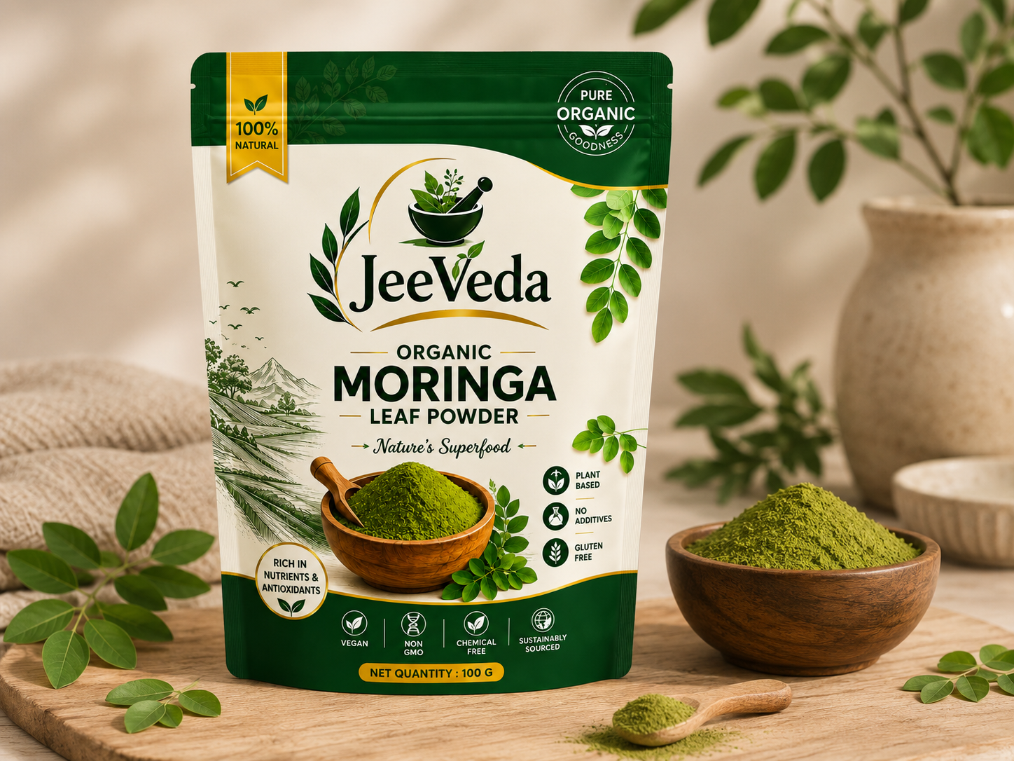 JeeVeda Organic Moringa Leaf Powder lifestyle