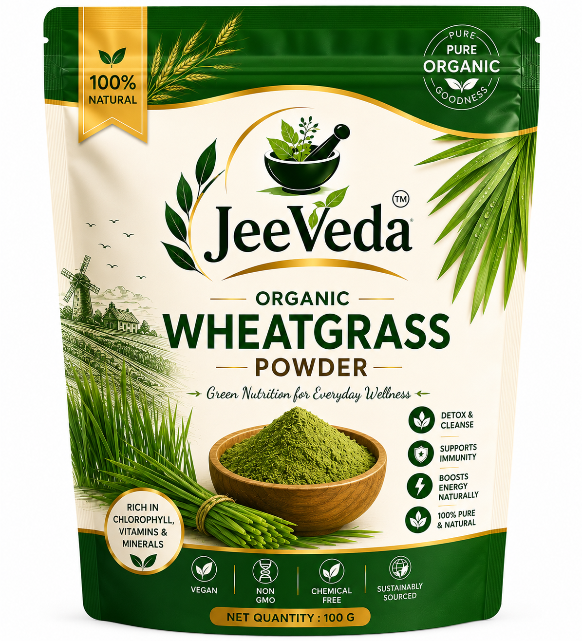 JeeVeda Organic Wheatgrass Powder