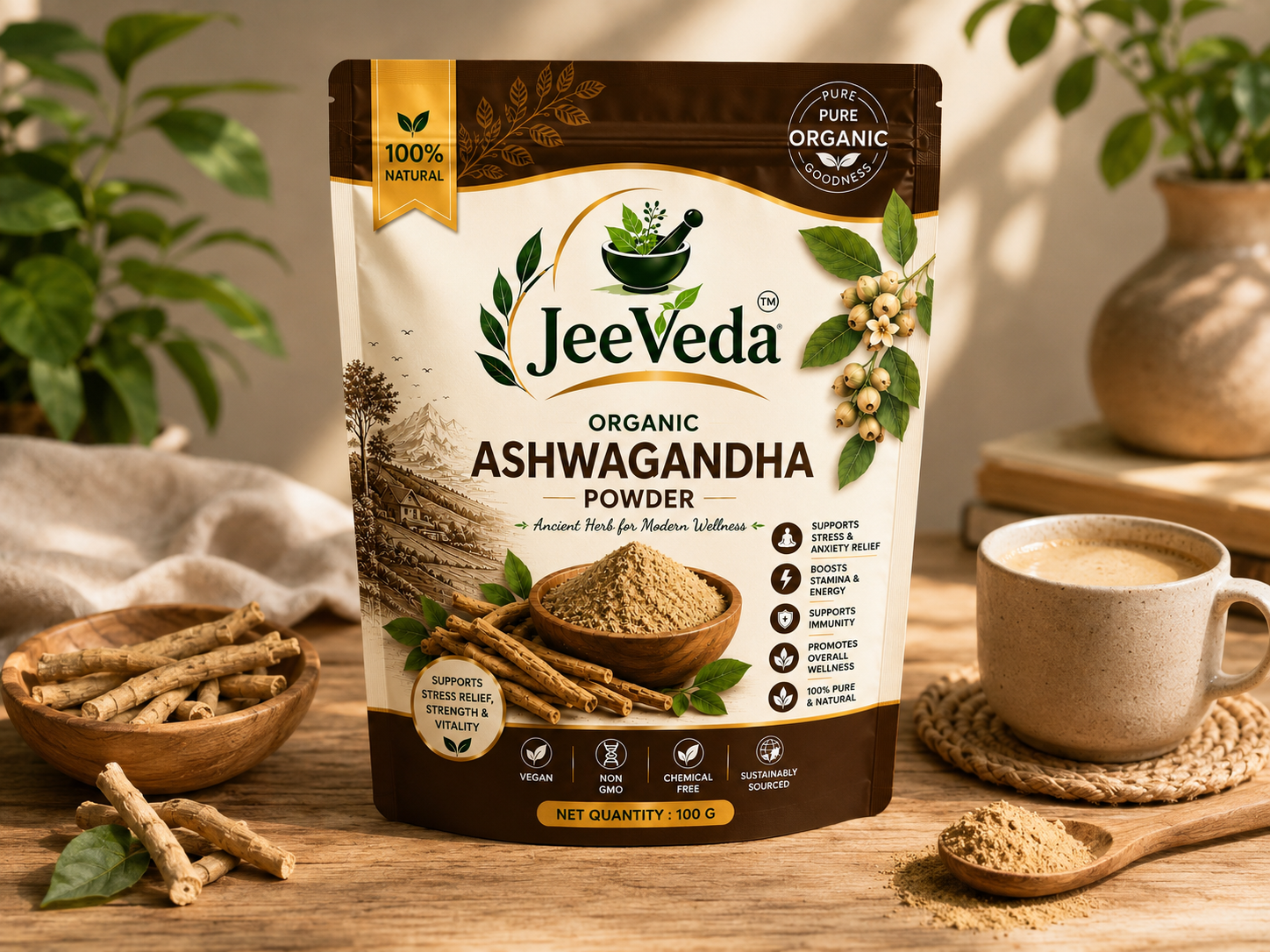 JeeVeda Organic Ashwagandha Powder lifestyle