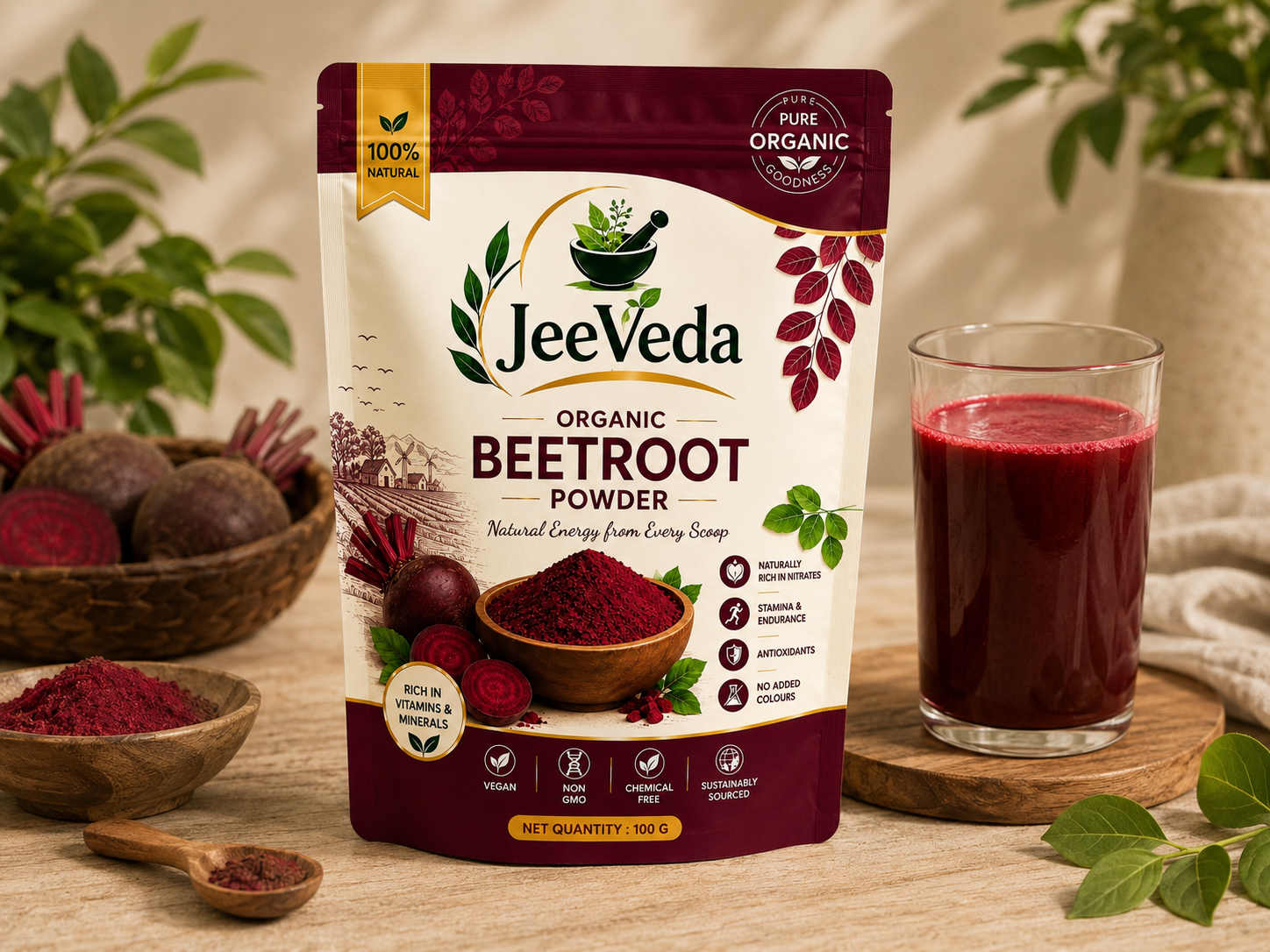 JeeVeda Beetroot Powder — lifestyle visual