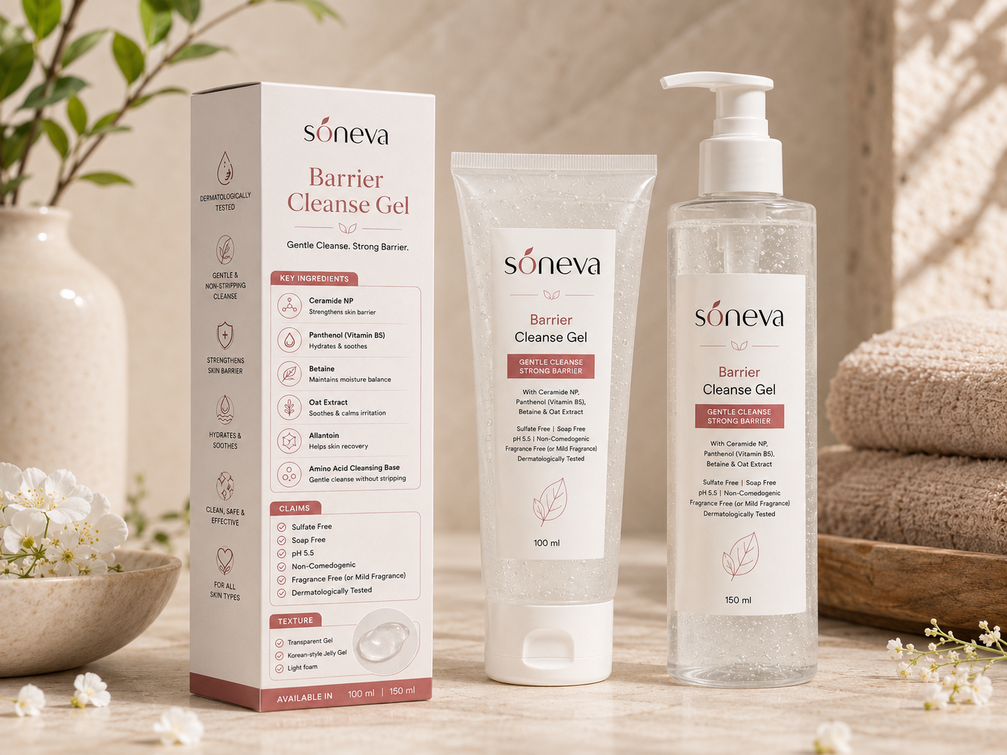 Soneva Barrier Cleanse Gel Duo — lifestyle visual
