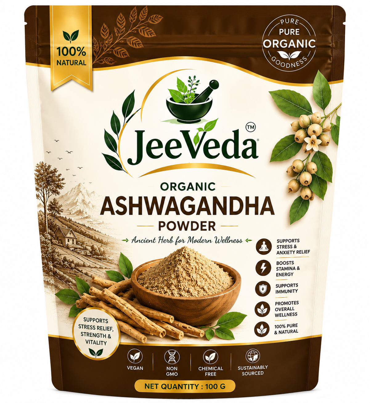 JeeVeda Organic Ashwagandha Powder